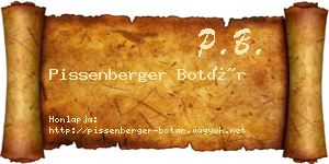 Pissenberger Botár névjegykártya
